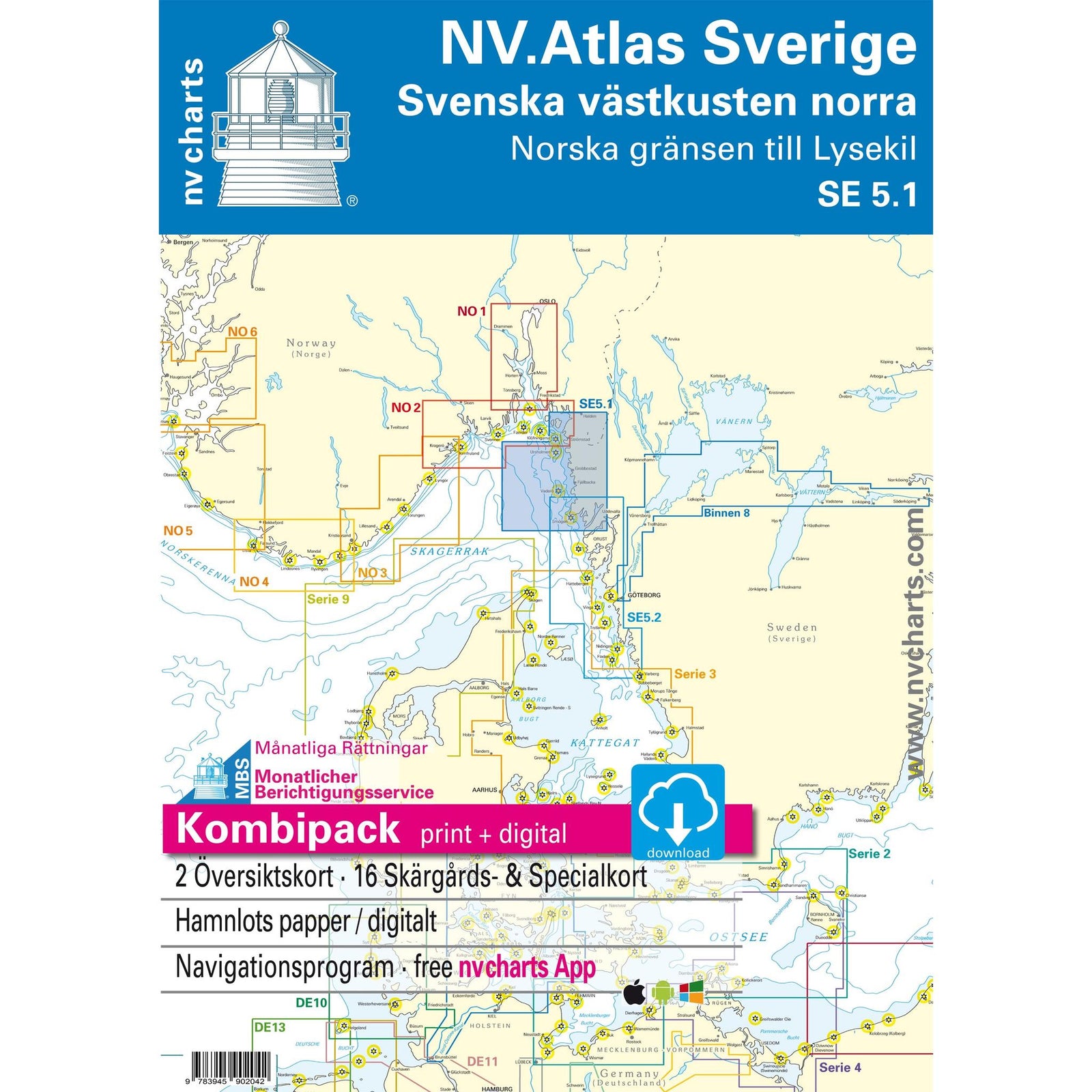 Kart kombi Atlas Sverige 5.1 - Vestkysten Norra