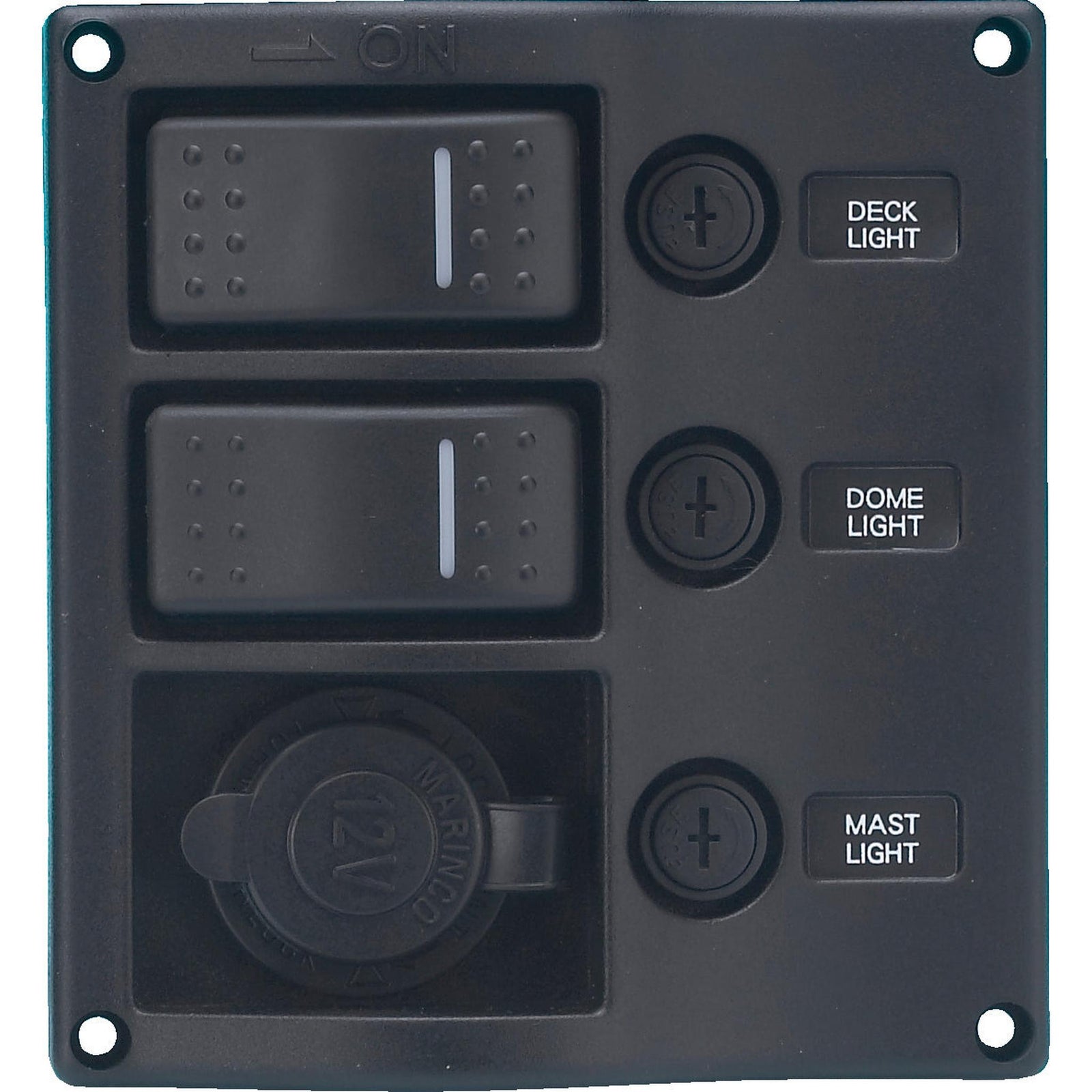 Bryterpanel med aut.sikring, 12V uttak, sort