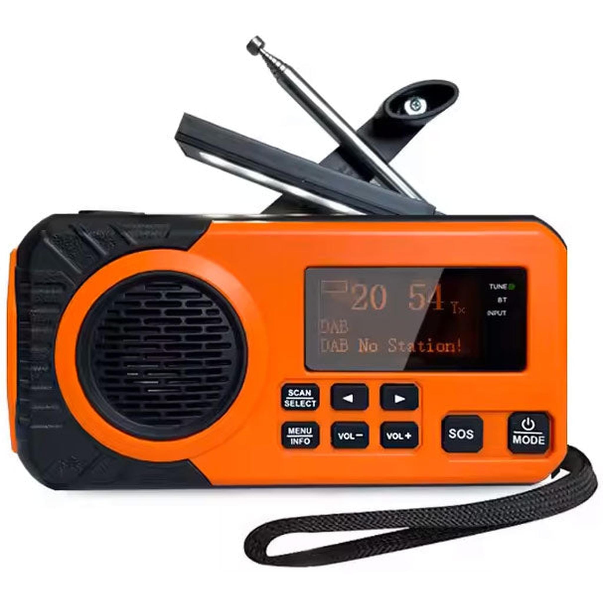 Nødradio DAB+/FM med sveiv og solcellepanel