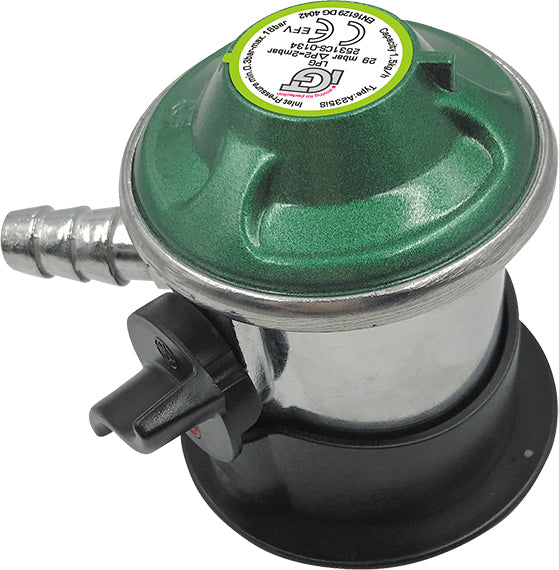 Gas regulator click-on w/hose connection