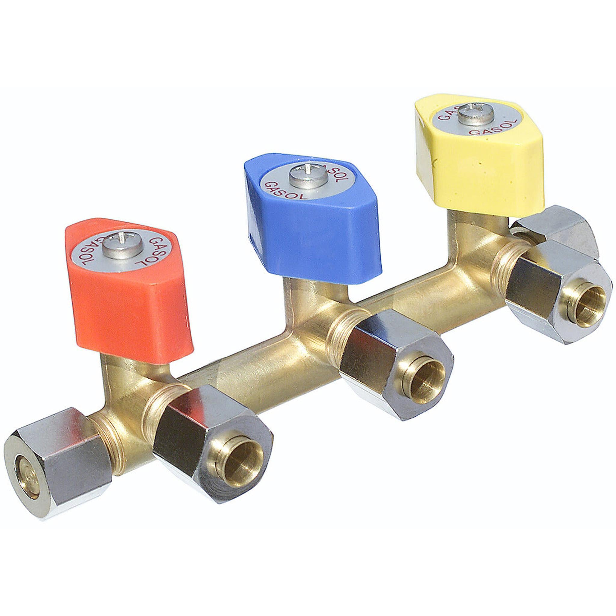 Trippel stengeventil uten feste, for 8mm rør