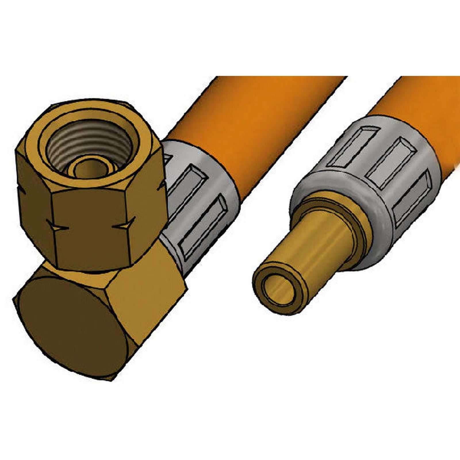 Gas hose 80cm with 1/4 angled swivel + Ø8mm pipe