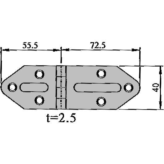 Hengsel syrefast 127 x 40 mm