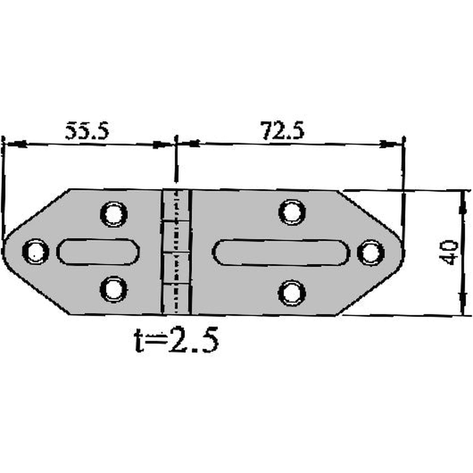 Hinge acid-resistant 127 x 40 mm