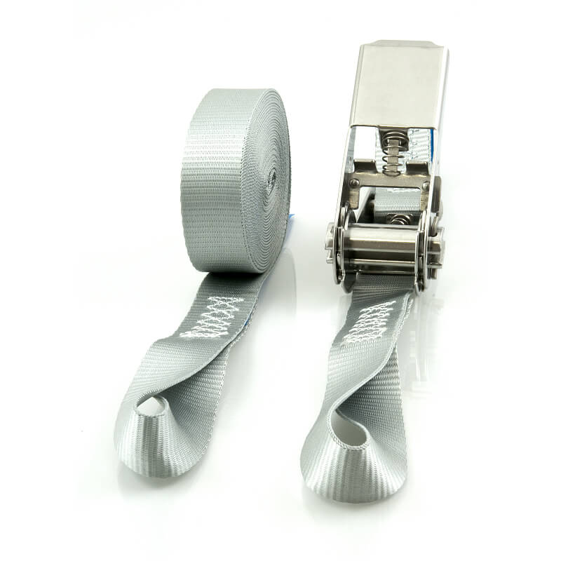 Spannband stainless winch 400 kg 5m gray eyes
