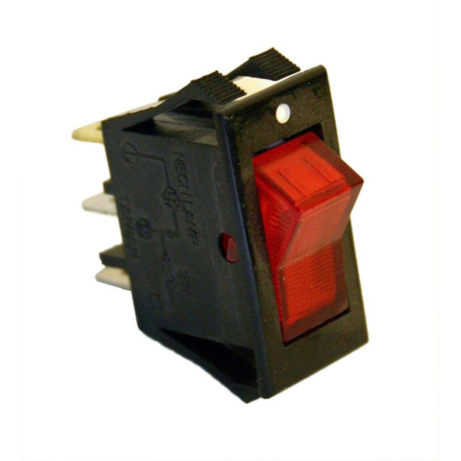 Bryter m/Rødt Lys 45X25mm 12V 15A 3Pin 2Pos