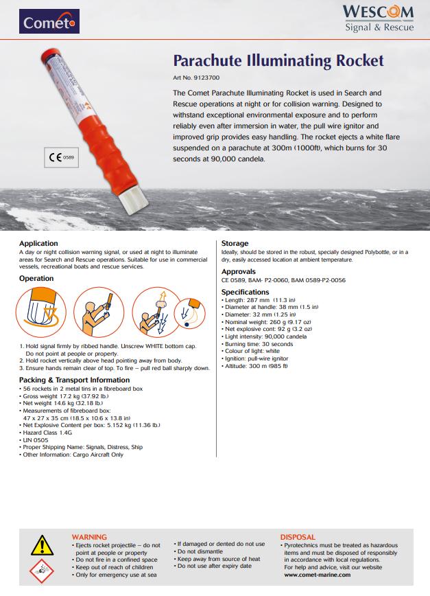 Parachute Rocket White, Comet