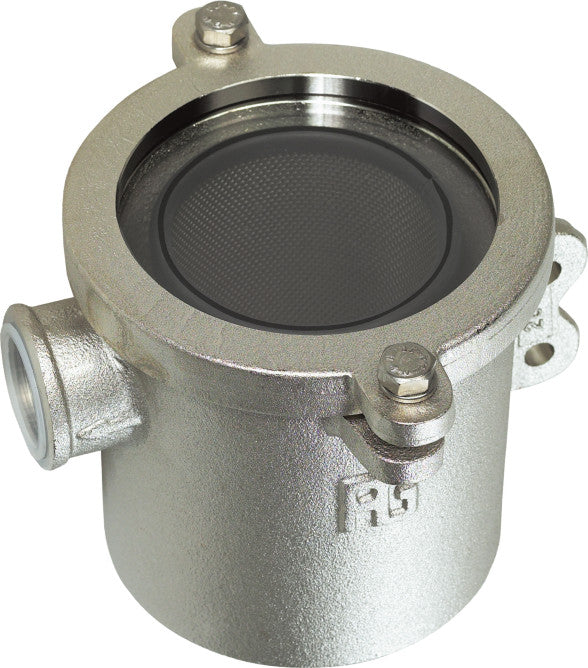 Seawater filter in nickel-plated bronze with side mount