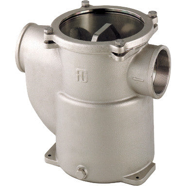 Seawater filter in nickel-plated bronze with bottom bracket