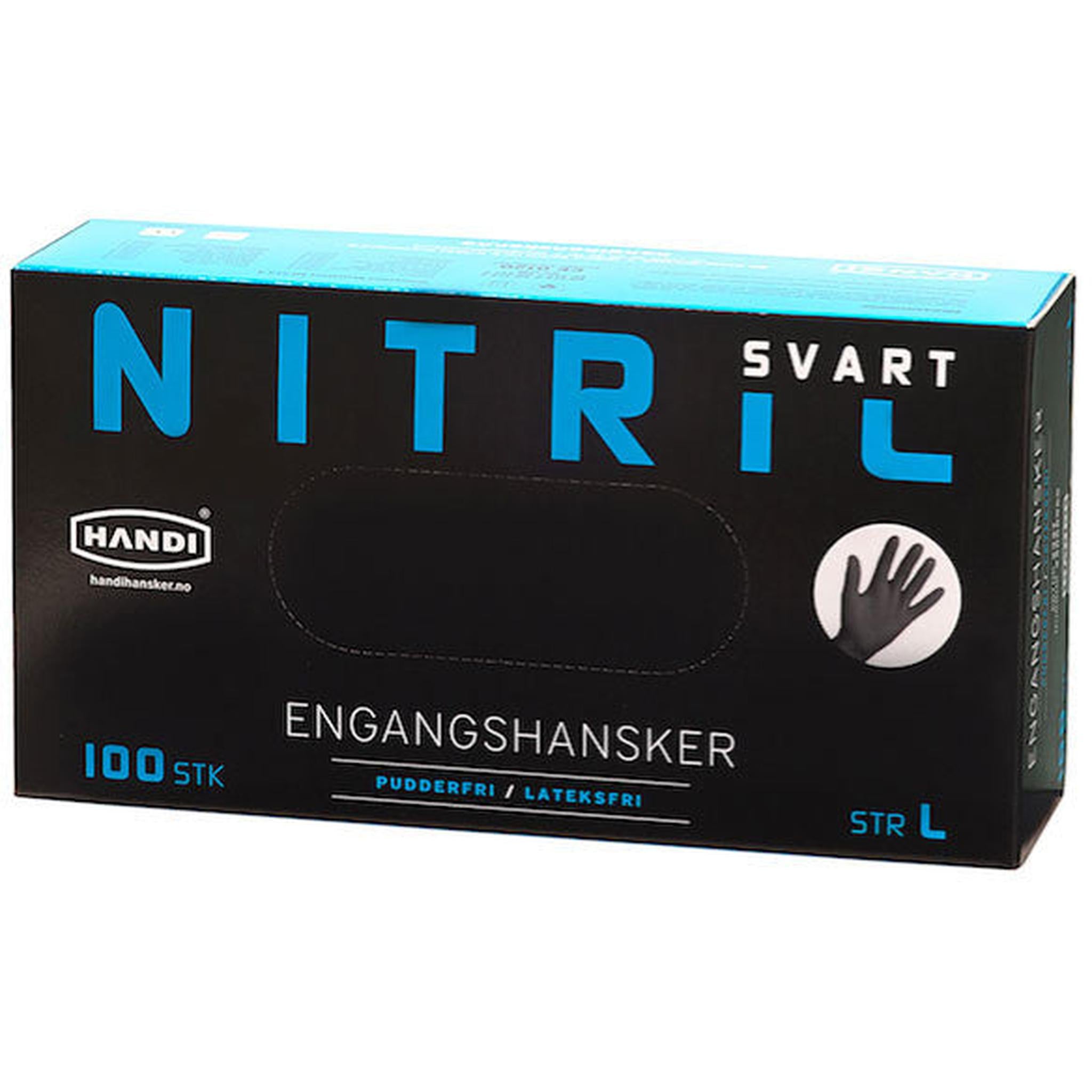 Handi Nitril Engangshansker sort 100 stk