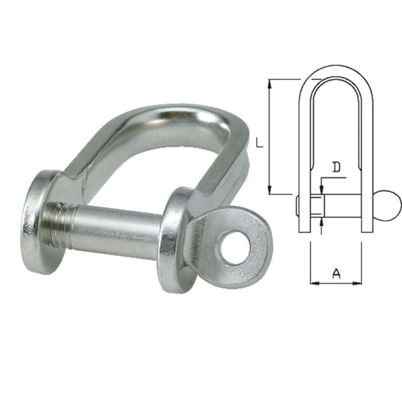 D-Shackle, stainless steel