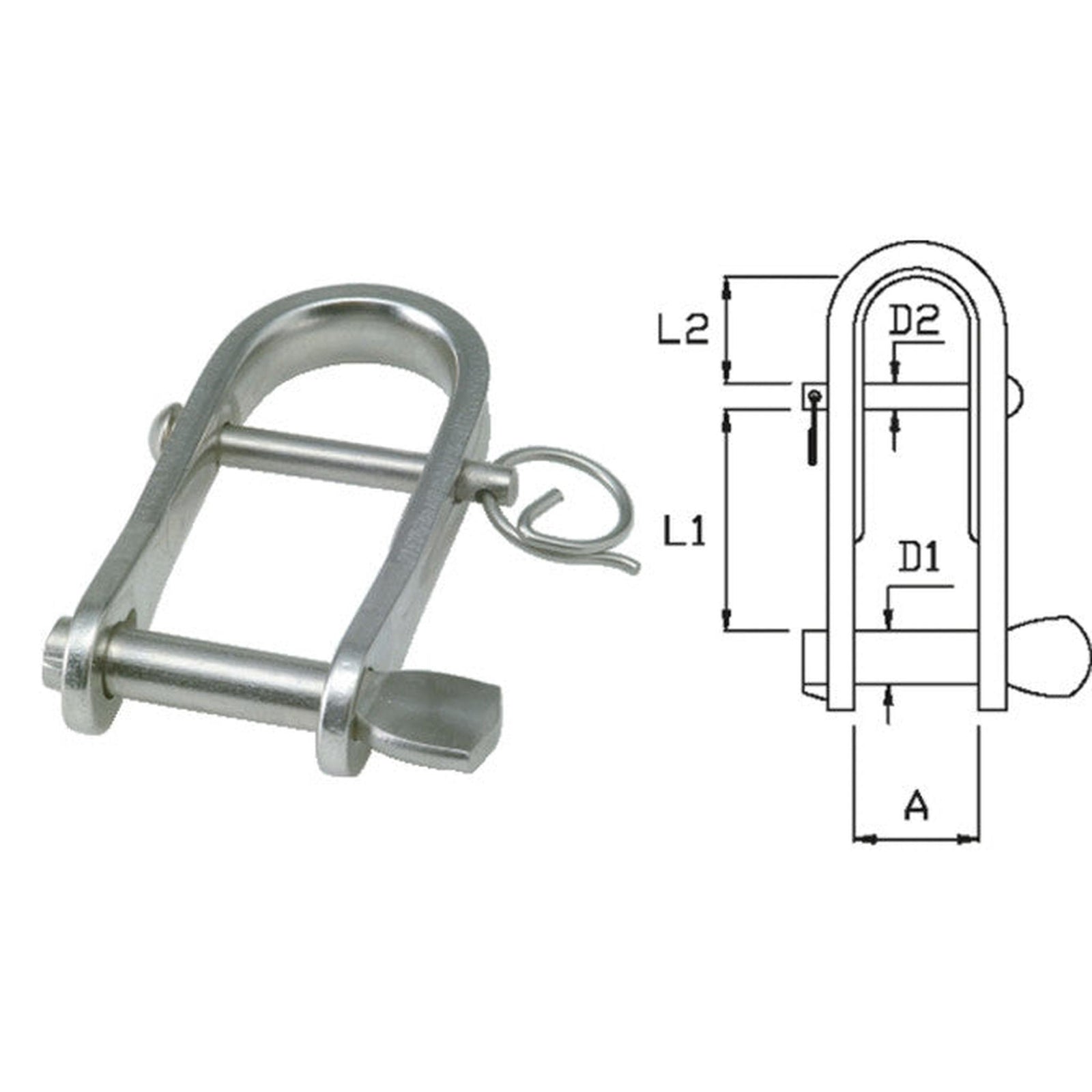 Shackle, key w/crossbar, stainless steel