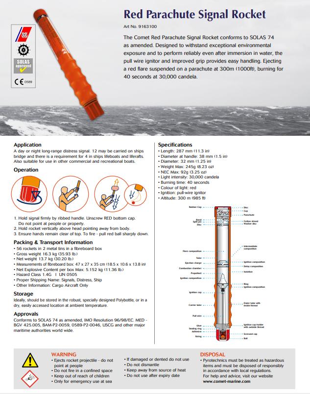 Parachute rocket Solas, Comet