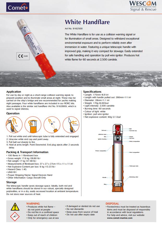 Håndbluss / nødbluss, SOLAS Comet